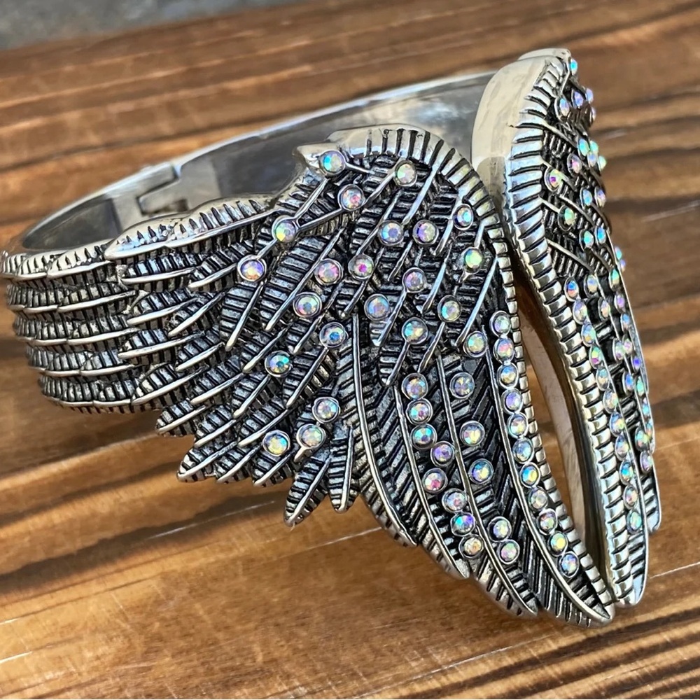 Stainless Silver Angel Wing Cuff Bracelet